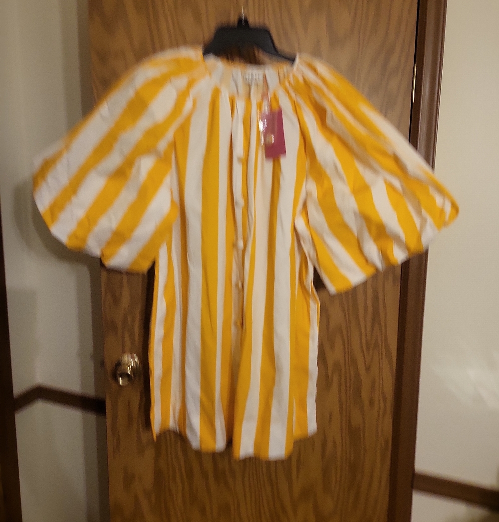 RHODE Yellow & White Striped Kids Peasant Blouse